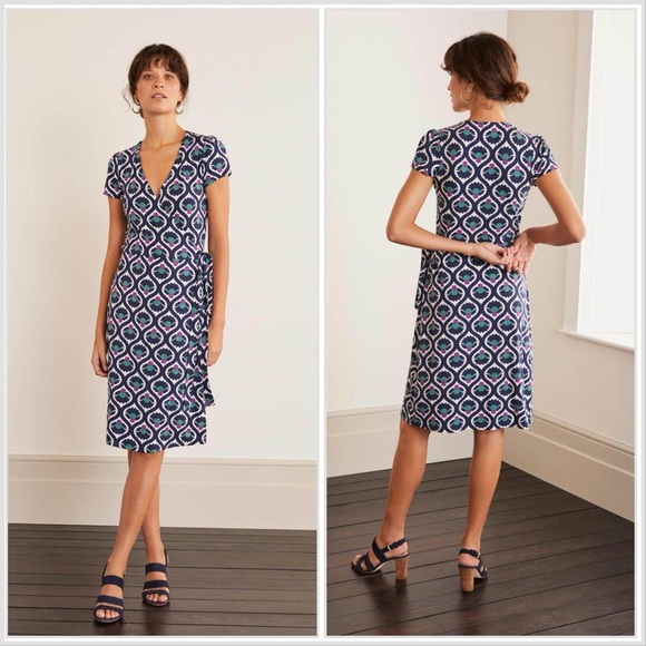 NWOT Boden Summer Wrap Dress in Bramble Bud Sz 2P Petite - Picture 2 of 12